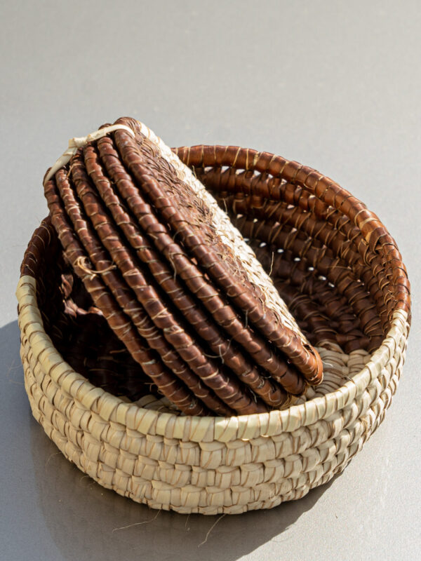 Two-Tone Brown & Natural Woven Coaster Set