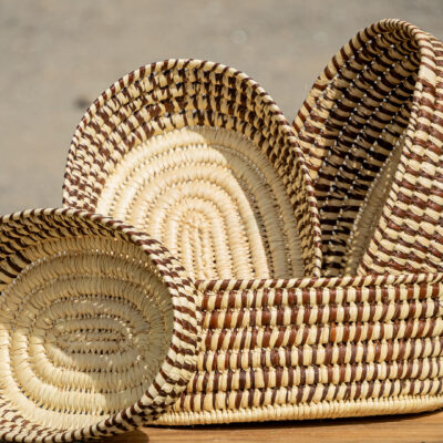 4-Piece Brown Oval Woven Set