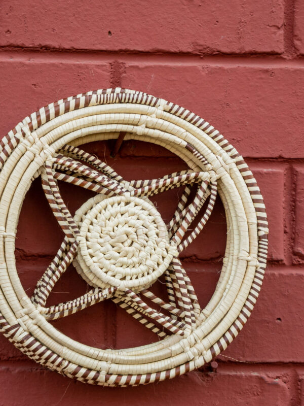 Artisan Star Wheel Wall Hanging (Brown & Natural Fiber)