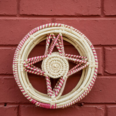 Artisan Star Wheel Wall Hanging (Pink & Natural Fiber)