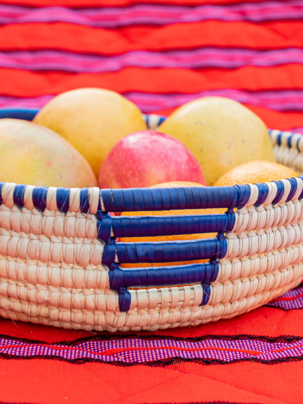 Bold Blue Accent Woven Bowl