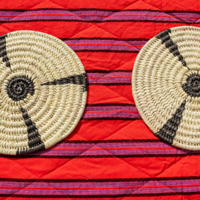 Natural & Black Accented Coiled Fiber Table Mat