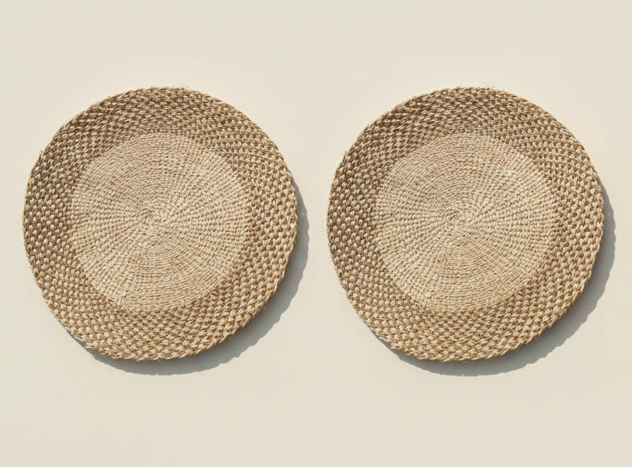 Light Brown Hand-Woven Placemat Set (6)