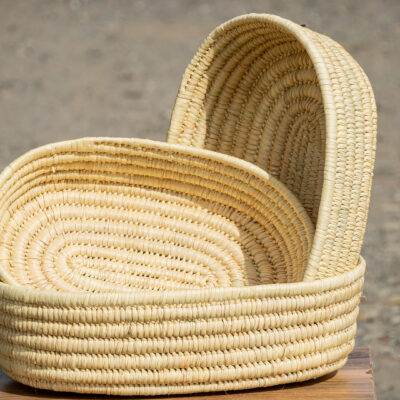 Natural Handwoven Oval Storage Baskets (3 set)