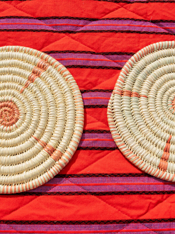 Natural & Orange Accented Coiled Fiber Table Mat