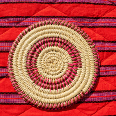 Pink & Brown Coiled Fiber Table Mat
