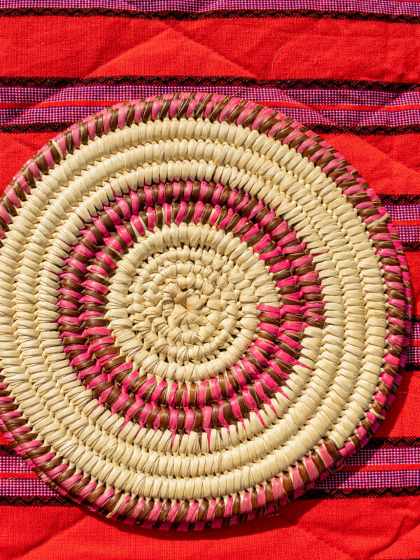 Pink & Brown Coiled Fiber Table Mat