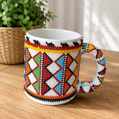 beaded mug